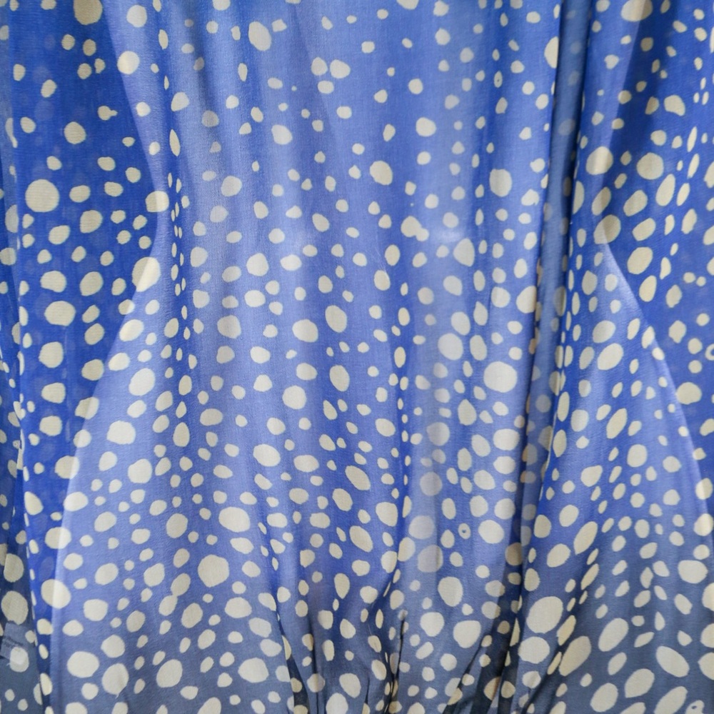 CAbi Blue Ombre Polka Dot Blouse Medium Sheer V-Neck Top Lightweight Flowy - Picture 10 of 15